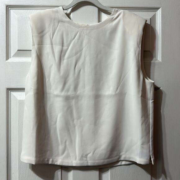 All Saints Sleeveless Top Shoulder Pads Regular Fit Size 4 Mika Shirt - Picture 3 of 8